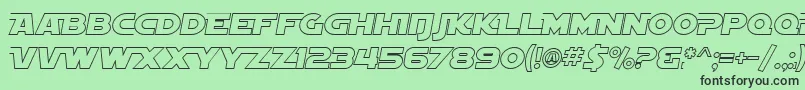 SF Distant Galaxy AltOutline Italic-Schriftart – Schwarze Schriften auf grünem Hintergrund