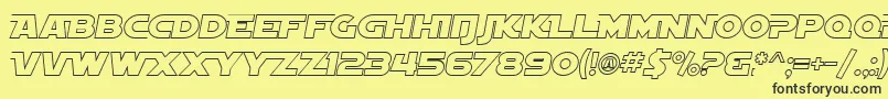 フォントSF Distant Galaxy AltOutline Italic – 黒い文字の黄色い背景