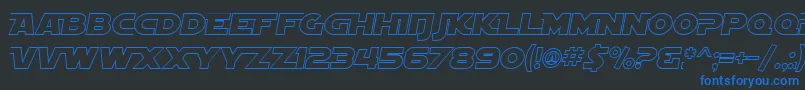 Czcionka SF Distant Galaxy AltOutline Italic – niebieskie czcionki na czarnym tle