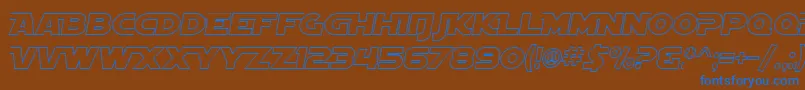 SF Distant Galaxy AltOutline Italic-Schriftart – Blaue Schriften auf braunem Hintergrund