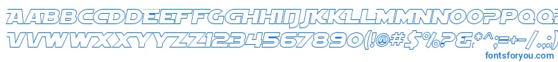 Czcionka SF Distant Galaxy AltOutline Italic – niebieskie czcionki na białym tle