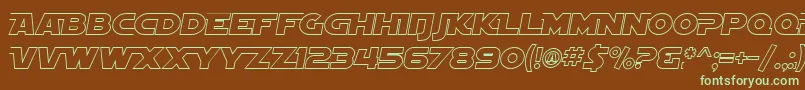 Шрифт SF Distant Galaxy AltOutline Italic – зелёные шрифты на коричневом фоне