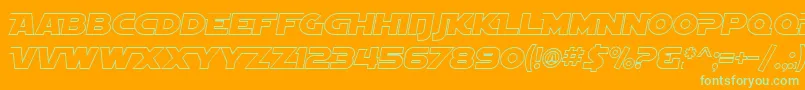 SF Distant Galaxy AltOutline Italic-Schriftart – Grüne Schriften auf orangefarbenem Hintergrund