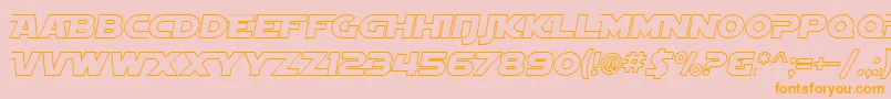 SF Distant Galaxy AltOutline Italic-Schriftart – Orangefarbene Schriften auf rosa Hintergrund