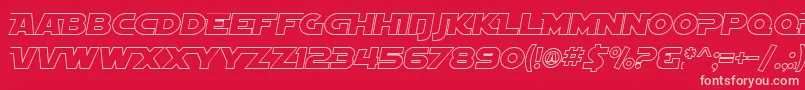 SF Distant Galaxy AltOutline Italic Font – Pink Fonts on Red Background