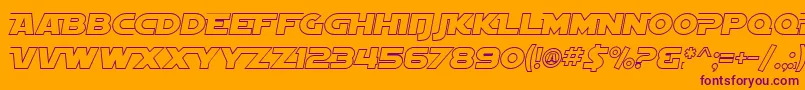 fuente SF Distant Galaxy AltOutline Italic – Fuentes Moradas Sobre Fondo Naranja