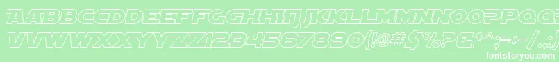 SF Distant Galaxy AltOutline Italic Font – White Fonts on Green Background