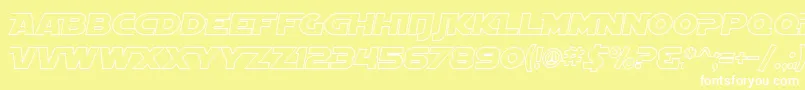 SF Distant Galaxy AltOutline Italic Font – White Fonts on Yellow Background