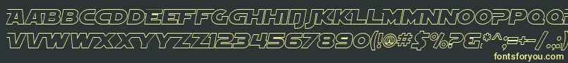 SF Distant Galaxy AltOutline Italic-Schriftart – Gelbe Schriften auf schwarzem Hintergrund