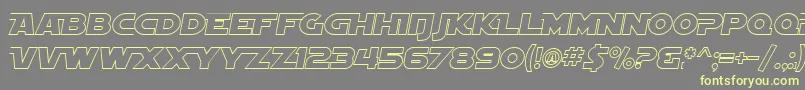 Fonte SF Distant Galaxy AltOutline Italic – fontes amarelas em um fundo cinza