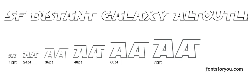 Tamanhos de fonte SF Distant Galaxy AltOutline Italic