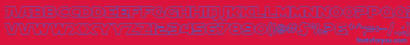 Fonte SF Distant Galaxy AltOutline – fontes azuis em um fundo vermelho