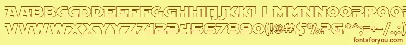 SF Distant Galaxy AltOutline Font – Brown Fonts on Yellow Background