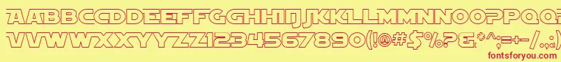 SF Distant Galaxy AltOutline Font – Red Fonts on Yellow Background