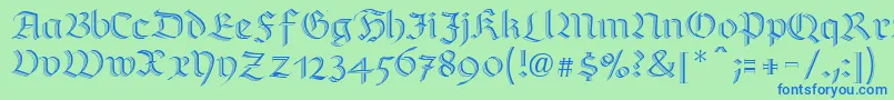 RichmondzierschriftLtRegular-Schriftart – Blaue Schriften auf grünem Hintergrund