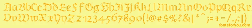 RichmondzierschriftLtRegular Font – Orange Fonts on Yellow Background
