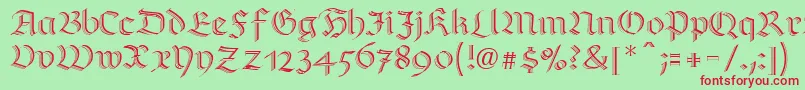 Шрифт RichmondzierschriftLtRegular – красные шрифты на зелёном фоне