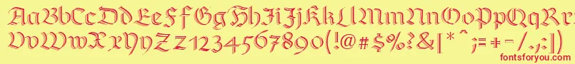 RichmondzierschriftLtRegular Font – Red Fonts on Yellow Background