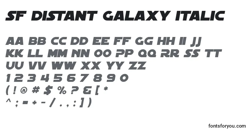 SF Distant Galaxy Italicフォント–アルファベット、数字、特殊文字