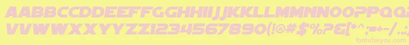 SF Distant Galaxy Italic-fontti – vaaleanpunaiset fontit keltaisella taustalla