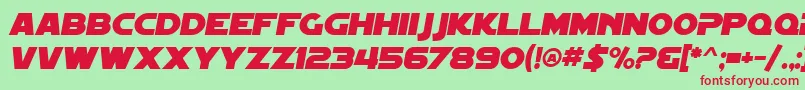 Czcionka SF Distant Galaxy Italic – czerwone czcionki na zielonym tle