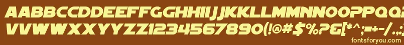 SF Distant Galaxy Italic-fontti – keltaiset fontit ruskealla taustalla