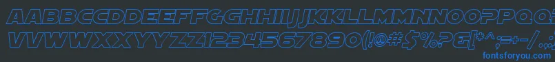 SF Distant Galaxy Outline Italic Font – Blue Fonts on Black Background