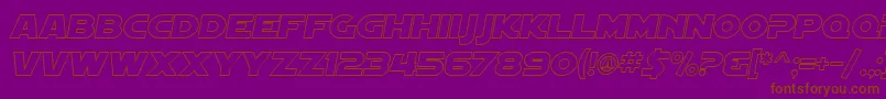 Шрифт SF Distant Galaxy Outline Italic – коричневые шрифты на фиолетовом фоне