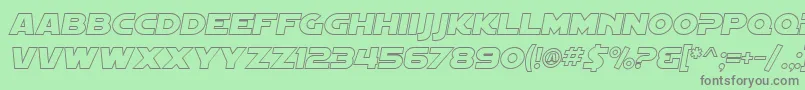 フォントSF Distant Galaxy Outline Italic – 緑の背景に灰色の文字