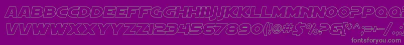 fuente SF Distant Galaxy Outline Italic – Fuentes Grises Sobre Fondo Morado