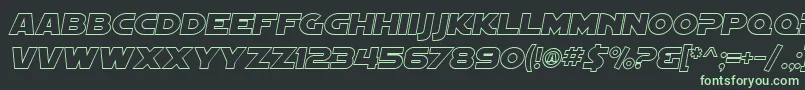 Fonte SF Distant Galaxy Outline Italic – fontes verdes em um fundo preto