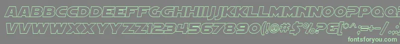 Fonte SF Distant Galaxy Outline Italic – fontes verdes em um fundo cinza