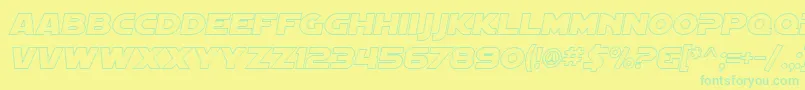 Fonte SF Distant Galaxy Outline Italic – fontes verdes em um fundo amarelo