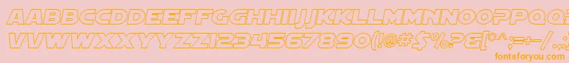 SF Distant Galaxy Outline Italic Font – Orange Fonts on Pink Background