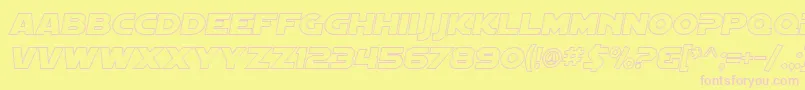 fuente SF Distant Galaxy Outline Italic – Fuentes Rosadas Sobre Fondo Amarillo