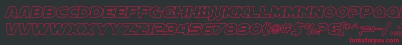 フォントSF Distant Galaxy Outline Italic – 黒い背景に赤い文字