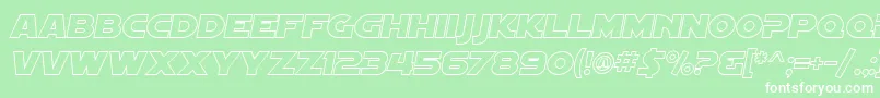 フォントSF Distant Galaxy Outline Italic – 緑の背景に白い文字