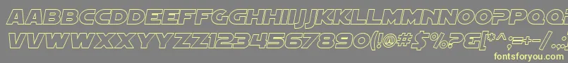 SF Distant Galaxy Outline Italic Font – Yellow Fonts on Gray Background