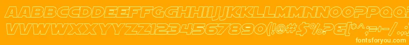 SF Distant Galaxy Outline Italic Font – Yellow Fonts on Orange Background