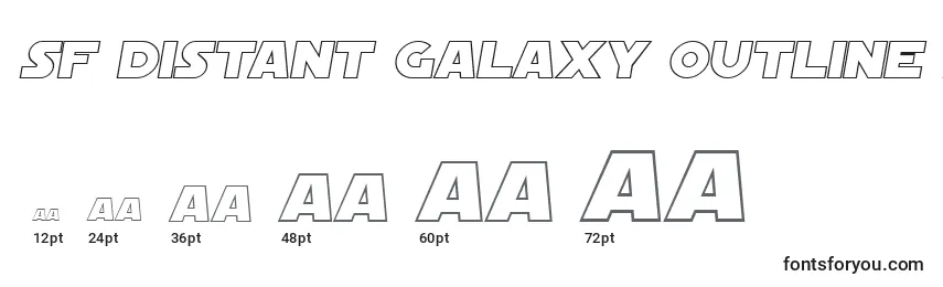 Tamaños de fuente SF Distant Galaxy Outline Italic