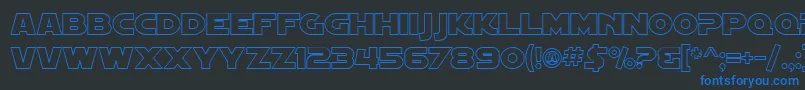 Шрифт SF Distant Galaxy Outline – синие шрифты на чёрном фоне