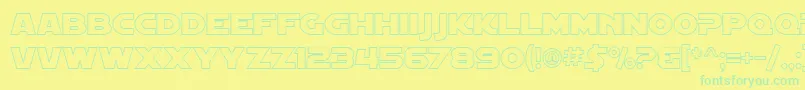 Fonte SF Distant Galaxy Outline – fontes verdes em um fundo amarelo