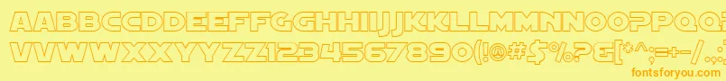 Weitere Informationen zur SF Distant Galaxy Outline-Schriftart SF Distant Galaxy Outline-Schriftart – Orangefarbene Schriften auf gelbem Hintergrund