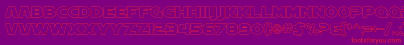 Fonte SF Distant Galaxy Outline – fontes vermelhas em um fundo violeta