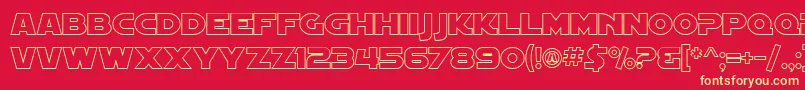 SF Distant Galaxy Outline Font – Yellow Fonts on Red Background