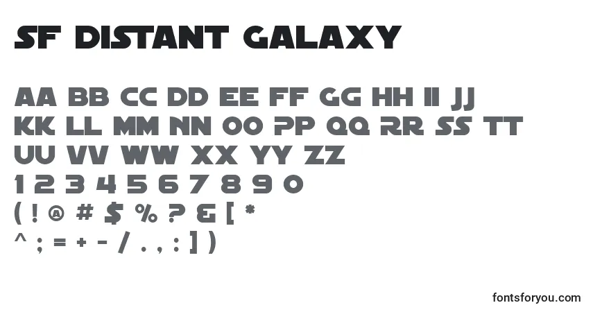 Шрифт SF Distant Galaxy – алфавит, цифры, специальные символы