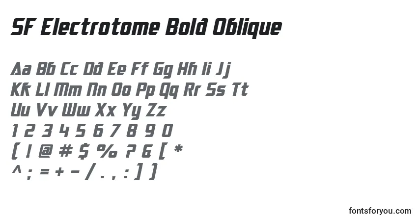 Шрифт SF Electrotome Bold Oblique – алфавит, цифры, специальные символы