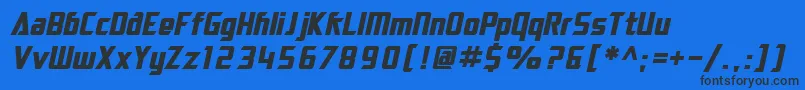 フォントSF Electrotome Bold Oblique – 黒い文字の青い背景
