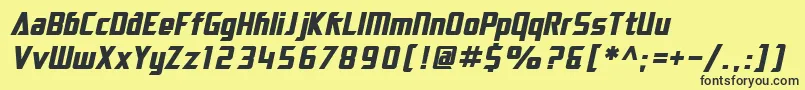 フォントSF Electrotome Bold Oblique – 黒い文字の黄色い背景