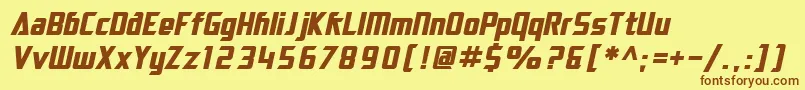 SF Electrotome Bold Oblique-Schriftart – Braune Schriften auf gelbem Hintergrund